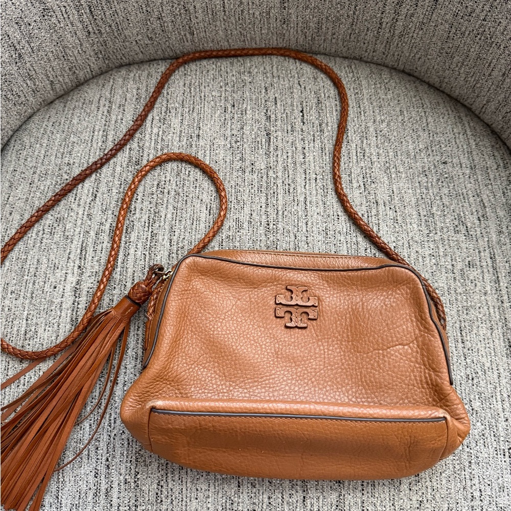 Tory Burch Brown Leather Crossbody with Tassel